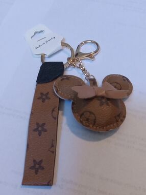 Mouse Head Keychain Wristlet Or Bag Charm